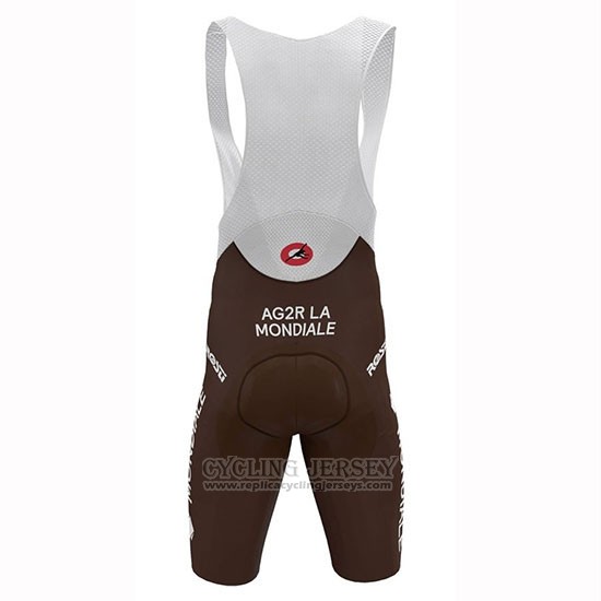 2019 Cycling Jersey Ag2r La Mondiale Marron White Blue Short Sleeve and Bib Short